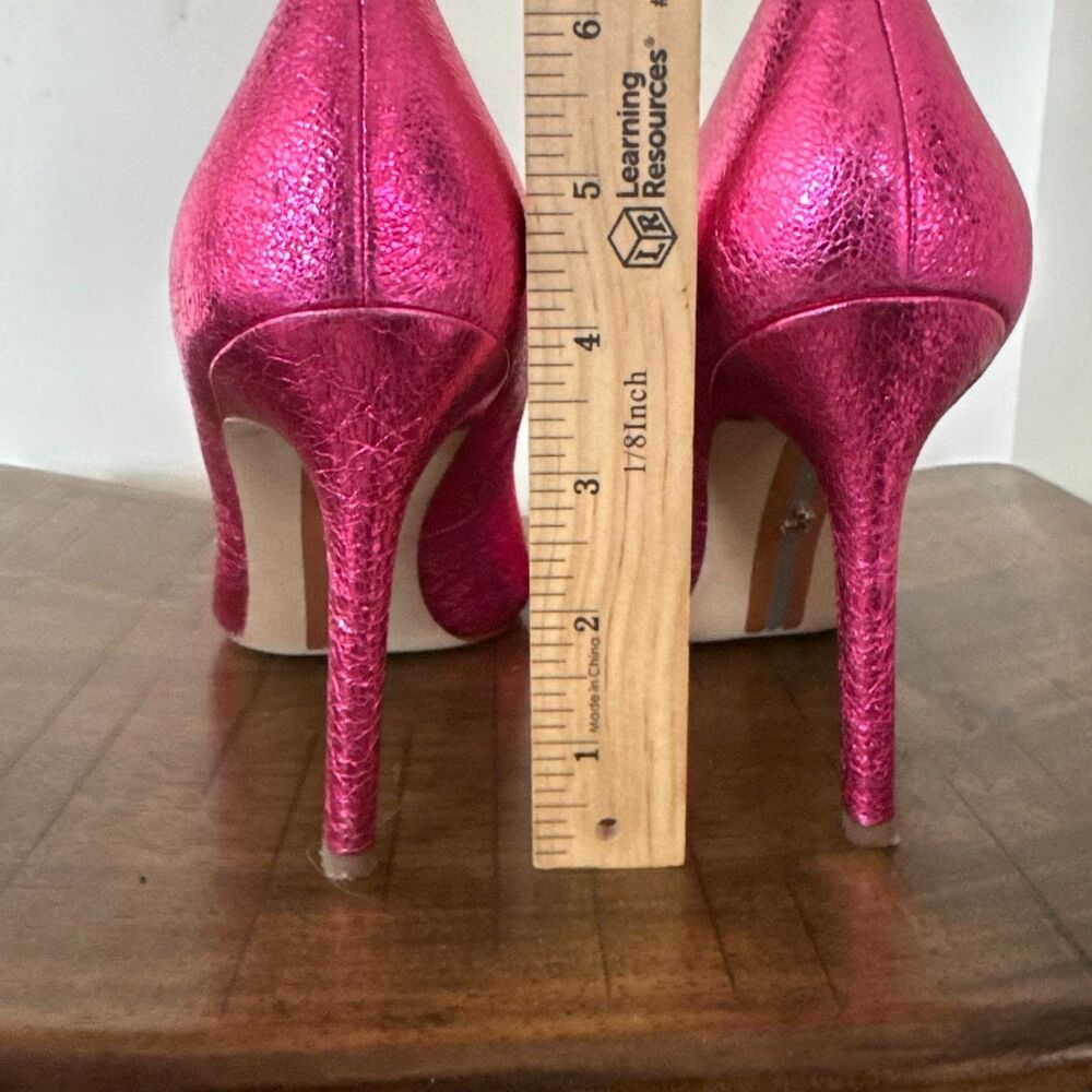 Sam Edelman Pink Metallic Leather Pointed Toe Stiletto Heels Women's 10M - Picture 5 of 11